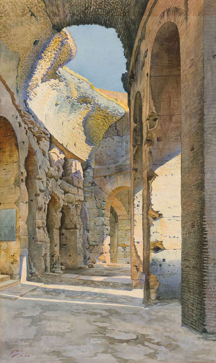 An Arcade in the Interior of the Colosseum in Rome